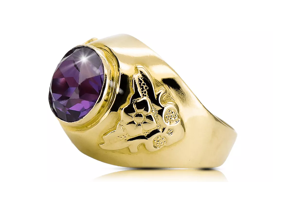 Anillo Alejandrita Oro amarillo de 14 quilates Estilo vintage vrc078y